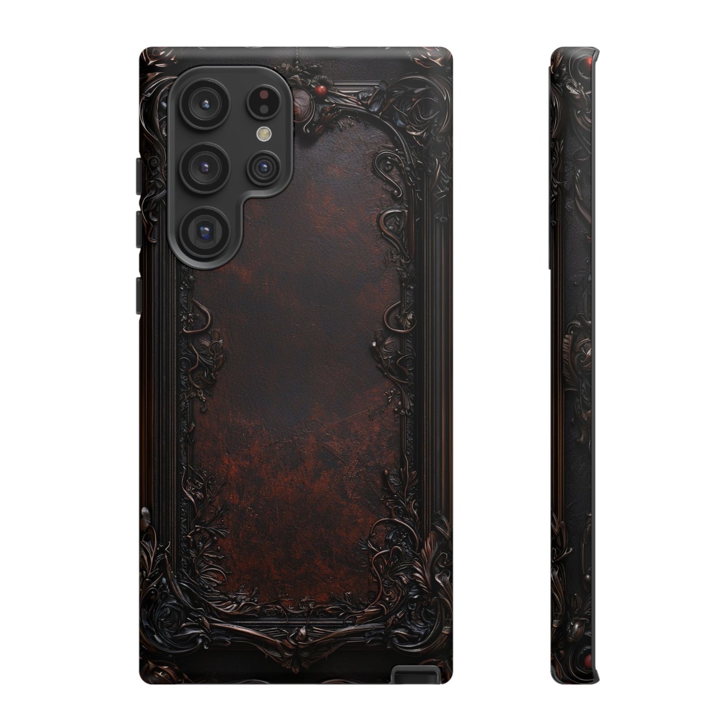 Gothic Ornate Leather-Inspired Phone Case - Dark Aesthetic Cover