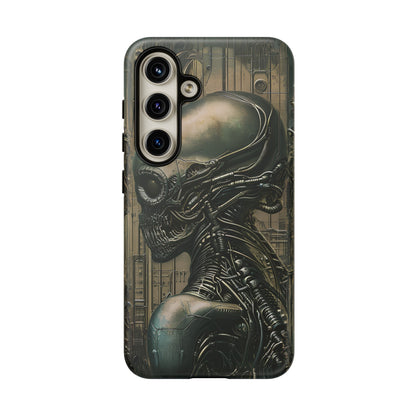 Biomechanical Android Phone Case – Futuristic Alien Horror H.R. Giger-Inspired Design for iPhone, Samsung Galaxy, and Google Pixel Devices