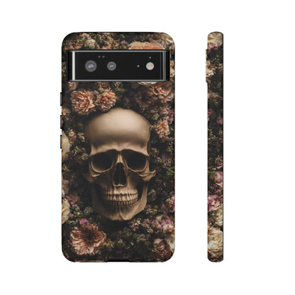 Skull and Flowers #2 Phone Case – Gothic Floral Design for iPhone, Samsung Galaxy, and Google Pixel Devices