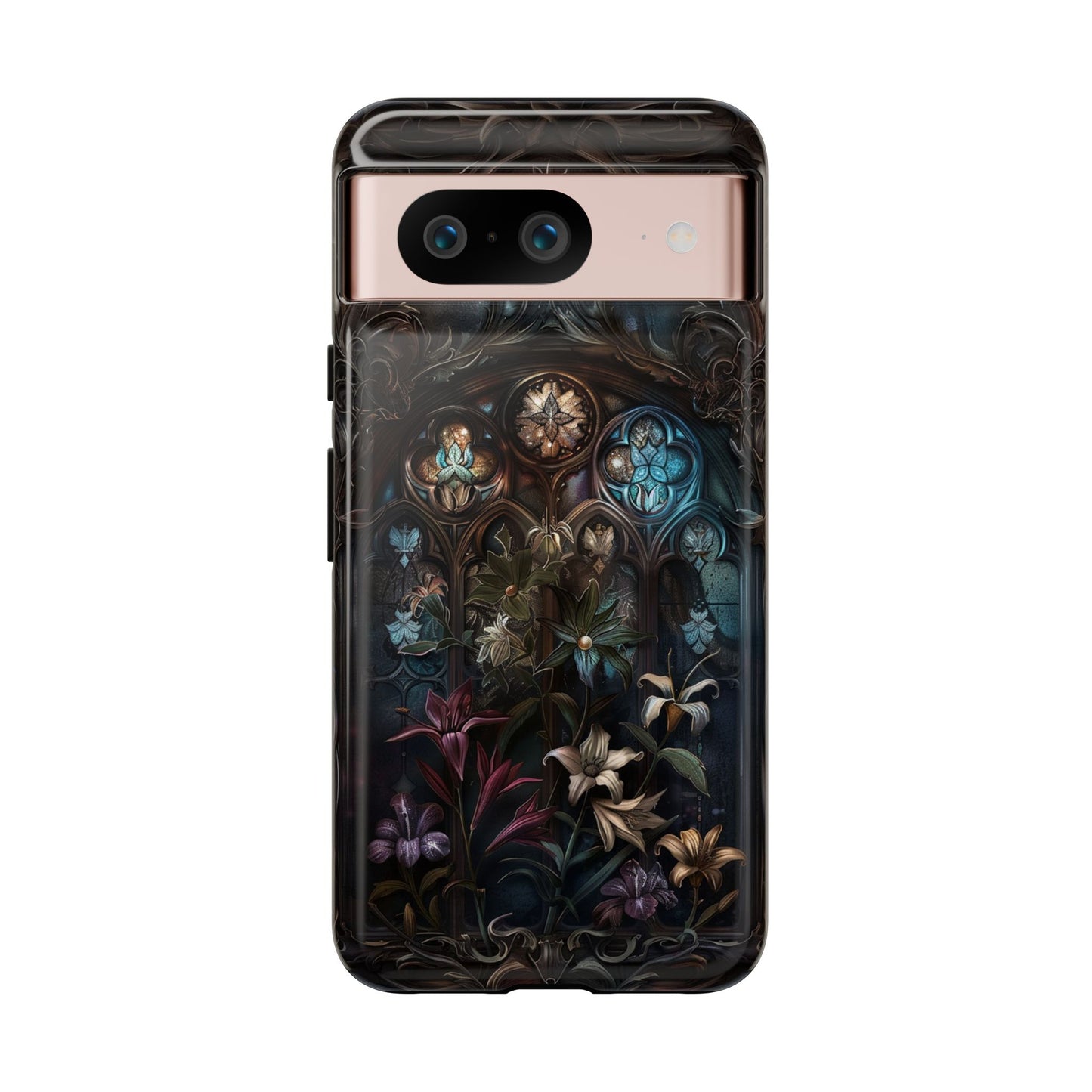 Elegant Gothic Flower Art Phone Case - Intricate Floral Design for iPhone, Samsung Galaxy, and Google Pixel Devices