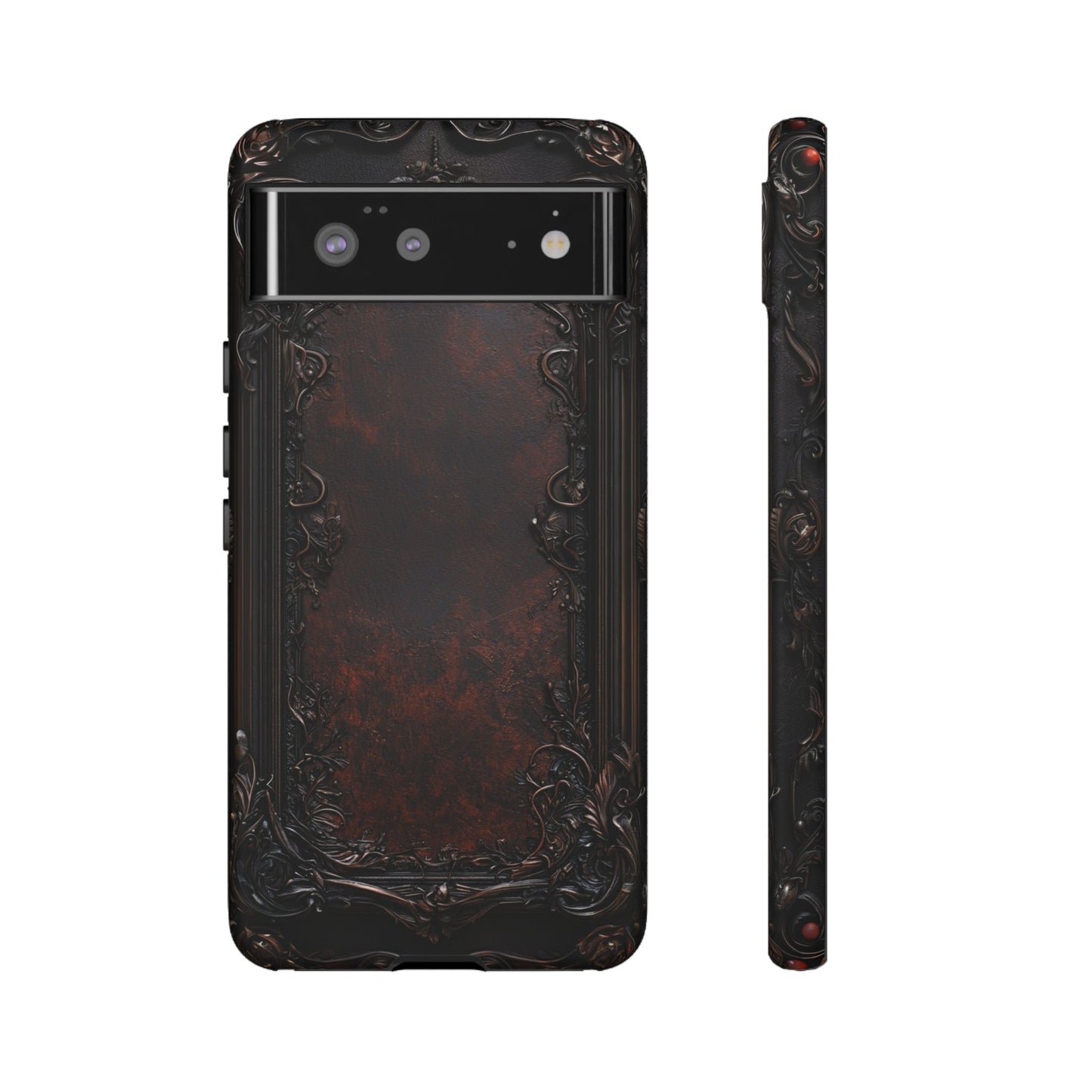 Gothic Ornate Leather-Inspired Phone Case - Dark Aesthetic Cover