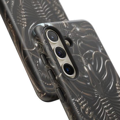 Biomechanical Nightmares Tough Phone Case – Alien Horror Design for iPhone and Samsung Galaxy Devices