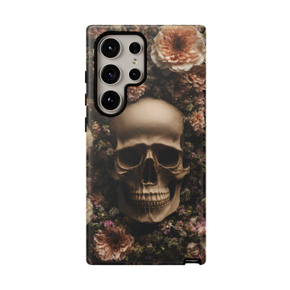 Skull and Flowers #2 Phone Case – Gothic Floral Design for iPhone, Samsung Galaxy, and Google Pixel Devices