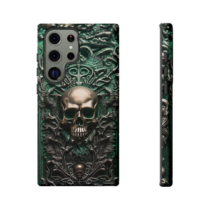 Green Skull Phone Case – Ornate Gothic Design for iPhone, Samsung Galaxy, and Google Pixel Devices