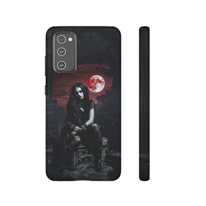 Gothic Vampire Girl Phone Case - Dark Fantasy Design with Blood Moon for iPhone,  Samsung Galaxy, and Google Pixel Devices