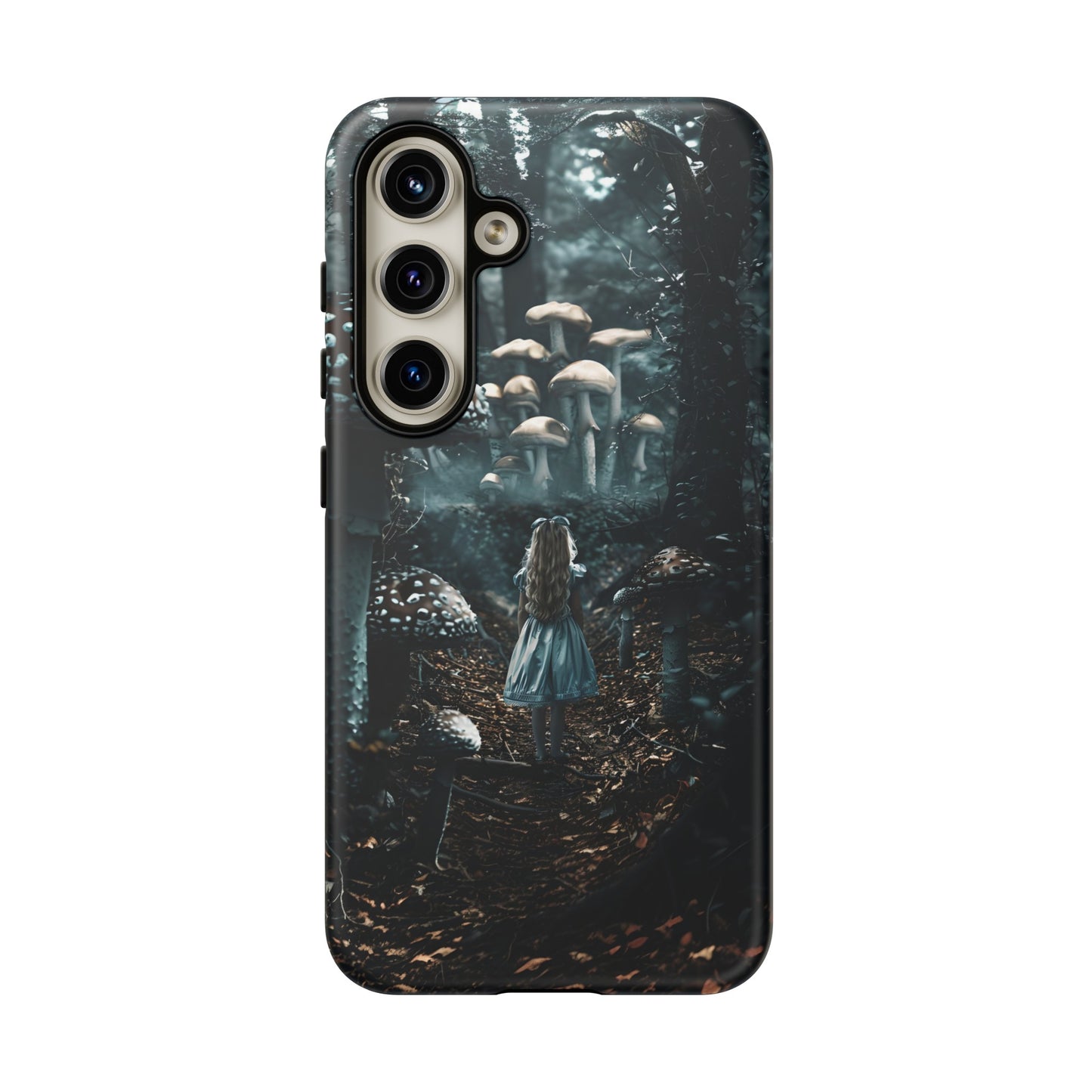 Alice in the Mushroom Forest Phone Case – Fantasy Wonderland Design for iPhone, Samsung Galaxy, and Google Pixel Devices