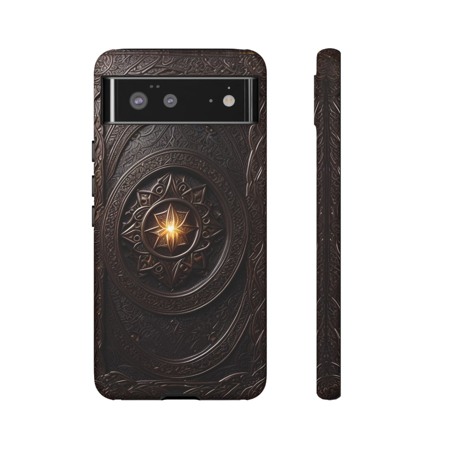 Intricate Leather Flower Tough Phone Case – Elegant Floral Design for iPhone, Samsung Galaxy, and Google Pixel Devices