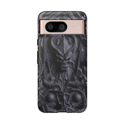 Black Demon Phone Case – Horned Hell Horror Design for iPhone, Samsung Galaxy, and Google Pixel Devices