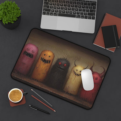 Whimsical Monster Friends Desk Mat - Cute and Creepy Desktop Decor for Gamers and Artists