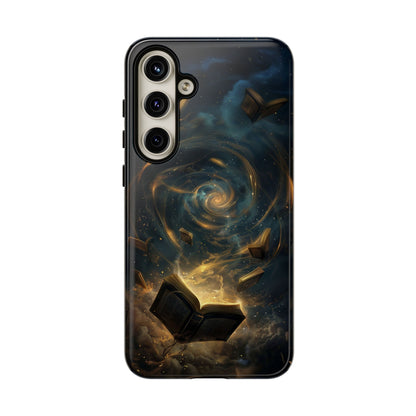 Magical Galaxy Swirling Books Phone Case - Celestial Book Lover's Gift for iPhone, Samsung Galaxy, and Google Pixel Devices