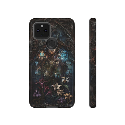 Elegant Gothic Flower Art Phone Case - Intricate Floral Design for iPhone, Samsung Galaxy, and Google Pixel Devices