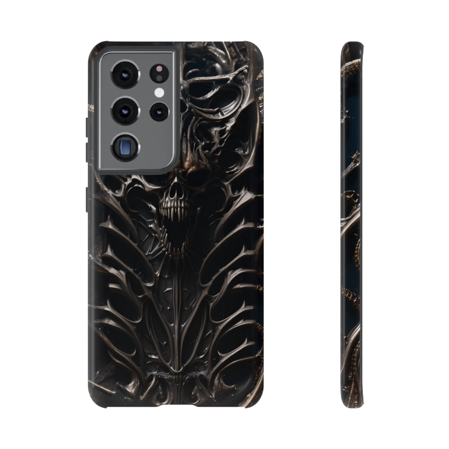 Biomechanical Horror 3 Tough Phone Case – Futuristic Alien Skull Design for iPhone, Samsung Galaxy, and Google Pixel Devices