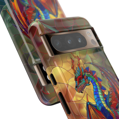 Stained Glass Dragon Phone Case - Colorful Fantasy Design for iPhone, Samsung Galaxy, Google Pixel Devices