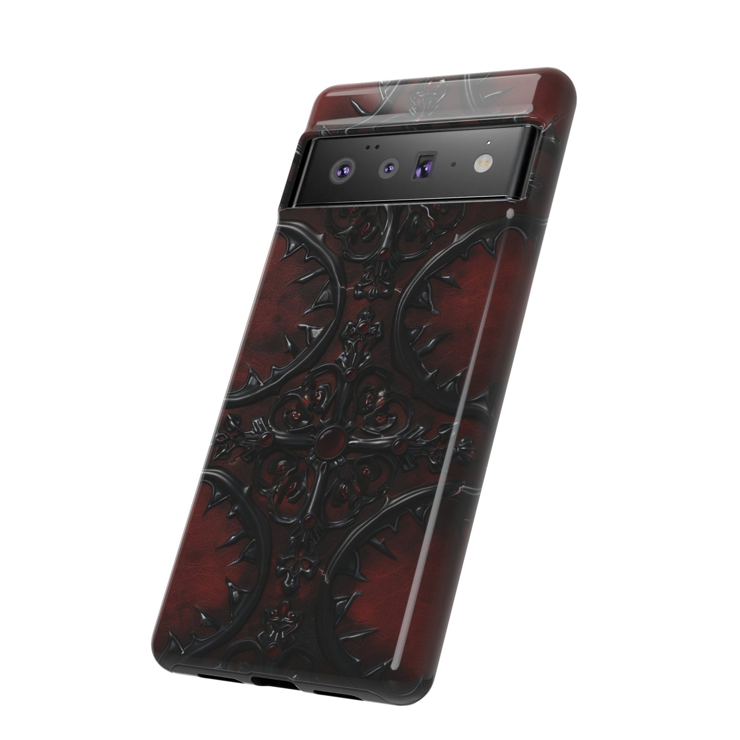 Vampiric Leather Phone Case for iPhone, Samsung Galaxy, and Google Pixel Devices - Gothic Ornate Design