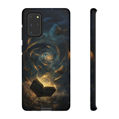 Magical Galaxy Swirling Books Phone Case - Celestial Book Lover's Gift for iPhone, Samsung Galaxy, and Google Pixel Devices