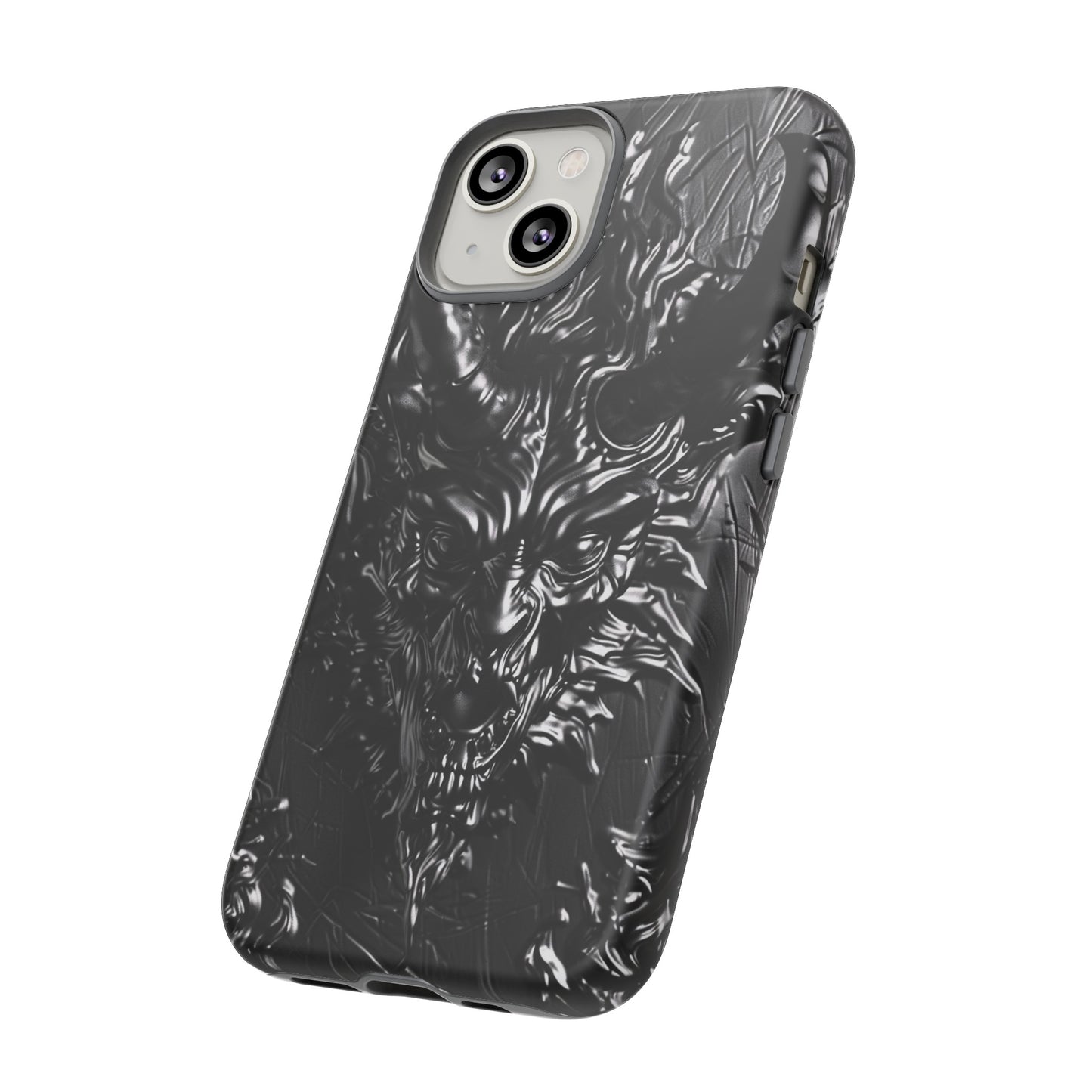 Silver Devil Phone Case – Gothic Demon Design for iPhone, Samsung Galaxy, and Google Pixel Devices