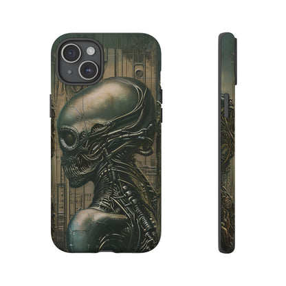 Biomechanical Android Phone Case – Futuristic Alien Horror H.R. Giger-Inspired Design for iPhone, Samsung Galaxy, and Google Pixel Devices