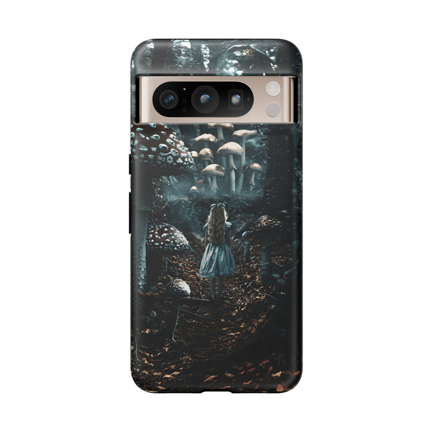 Alice in the Mushroom Forest Phone Case – Fantasy Wonderland Design for iPhone, Samsung Galaxy, and Google Pixel Devices