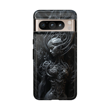 Biomechanical Beauty Phone Case – Futuristic Alien Design for iPhone, Samsung Galaxy, and Google Pixel Devices