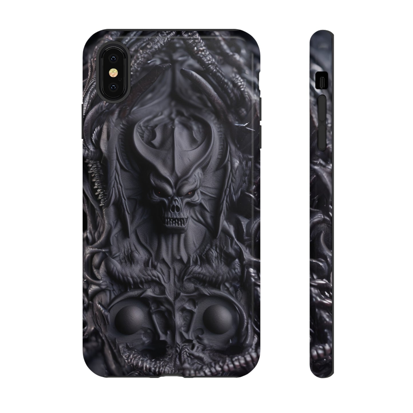 Black Demon Phone Case – Horned Hell Horror Design for iPhone, Samsung Galaxy, and Google Pixel Devices