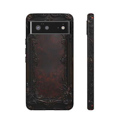 Gothic Ornate Leather-Inspired Phone Case - Dark Aesthetic Cover