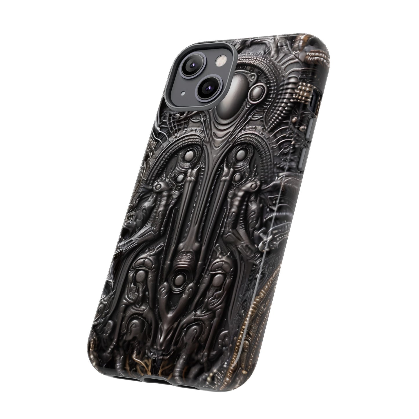 Biomechanical Horror Phone Case – Dark Sci-Fi Design for iPhone, Samsung Galaxy, Google Pixel Devices