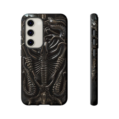 Biomechanical Nightmares Tough Phone Case – Alien Horror Design for iPhone and Samsung Galaxy Devices