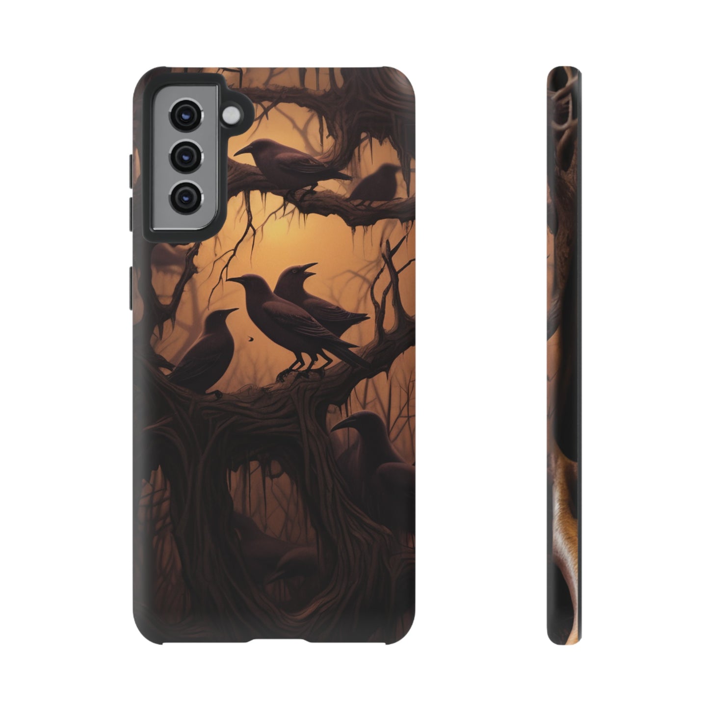 Ravens at Dusk Phone Case – Gothic Halloween Design with Edgar Allan Poe Inspired Crows for iPhone, Samsung Galaxy, and Google Pixel Devices