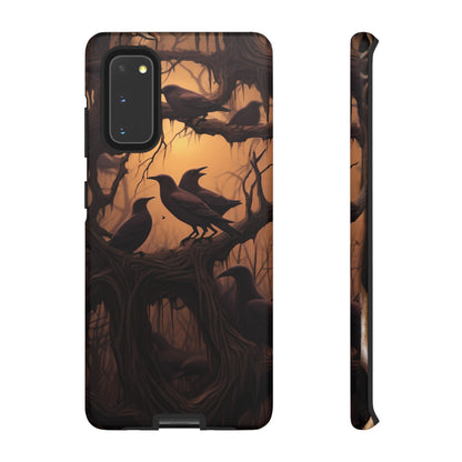 Ravens at Dusk Phone Case – Gothic Halloween Design with Edgar Allan Poe Inspired Crows for iPhone, Samsung Galaxy, and Google Pixel Devices