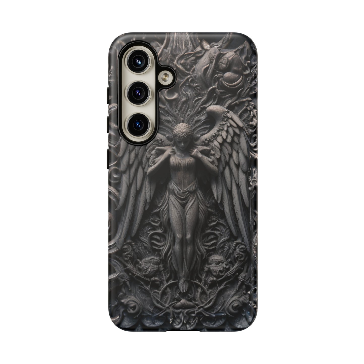 Grey Angel Phone Case – Gothic Marble Statue Design for iPhone, Samsung Galaxy, and Google Pixel Devices