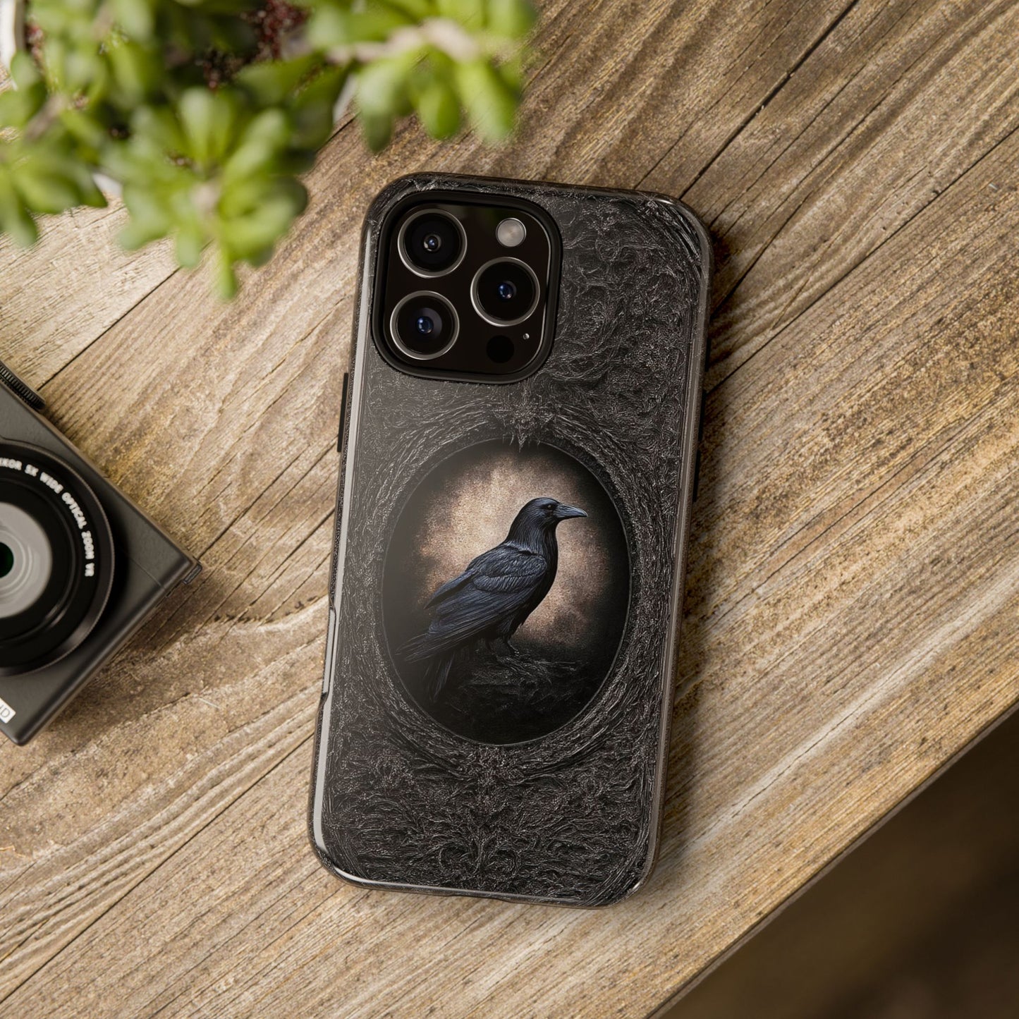 Gothic Raven Phone Case - Mysterious Dark Bird Design