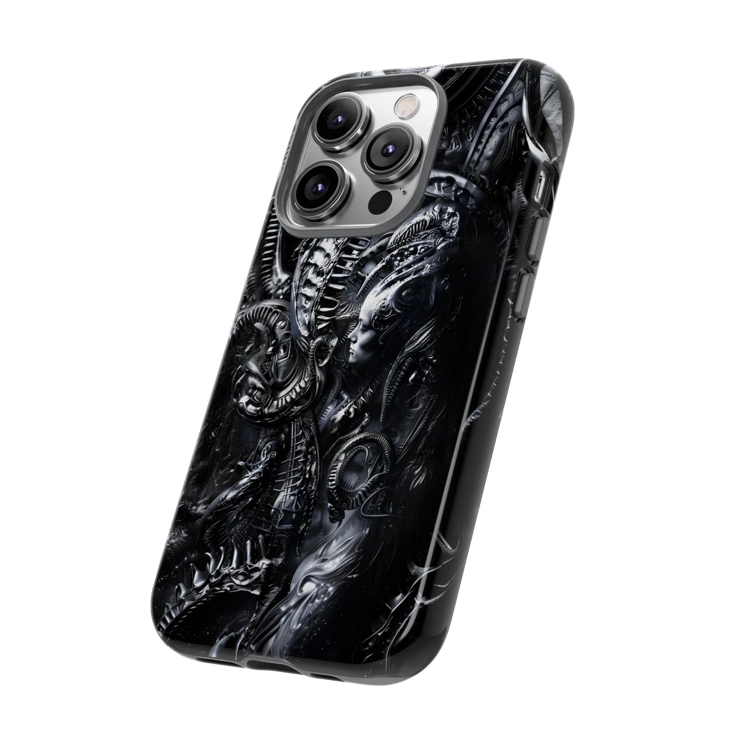 Biomechanical Transhumanism Phone Case – Alien Horror Design for iPhone and Samsung Galaxy Devices