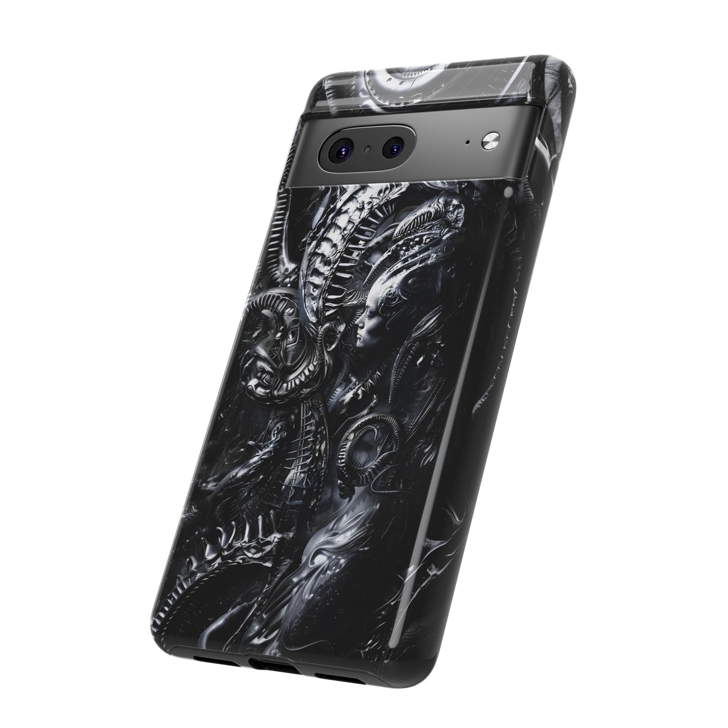 Biomechanical Transhumanism Phone Case – Alien Horror Design for iPhone and Samsung Galaxy Devices