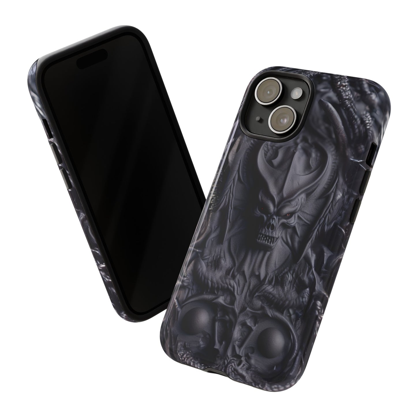 Black Demon Phone Case – Horned Hell Horror Design for iPhone, Samsung Galaxy, and Google Pixel Devices