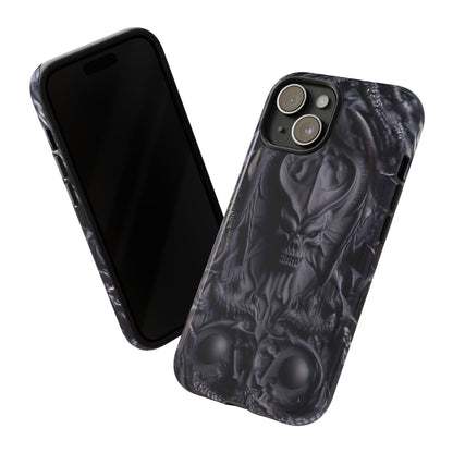 Black Demon Phone Case – Horned Hell Horror Design for iPhone, Samsung Galaxy, and Google Pixel Devices