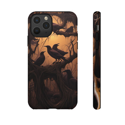 Ravens at Dusk Phone Case – Gothic Halloween Design with Edgar Allan Poe Inspired Crows for iPhone, Samsung Galaxy, and Google Pixel Devices