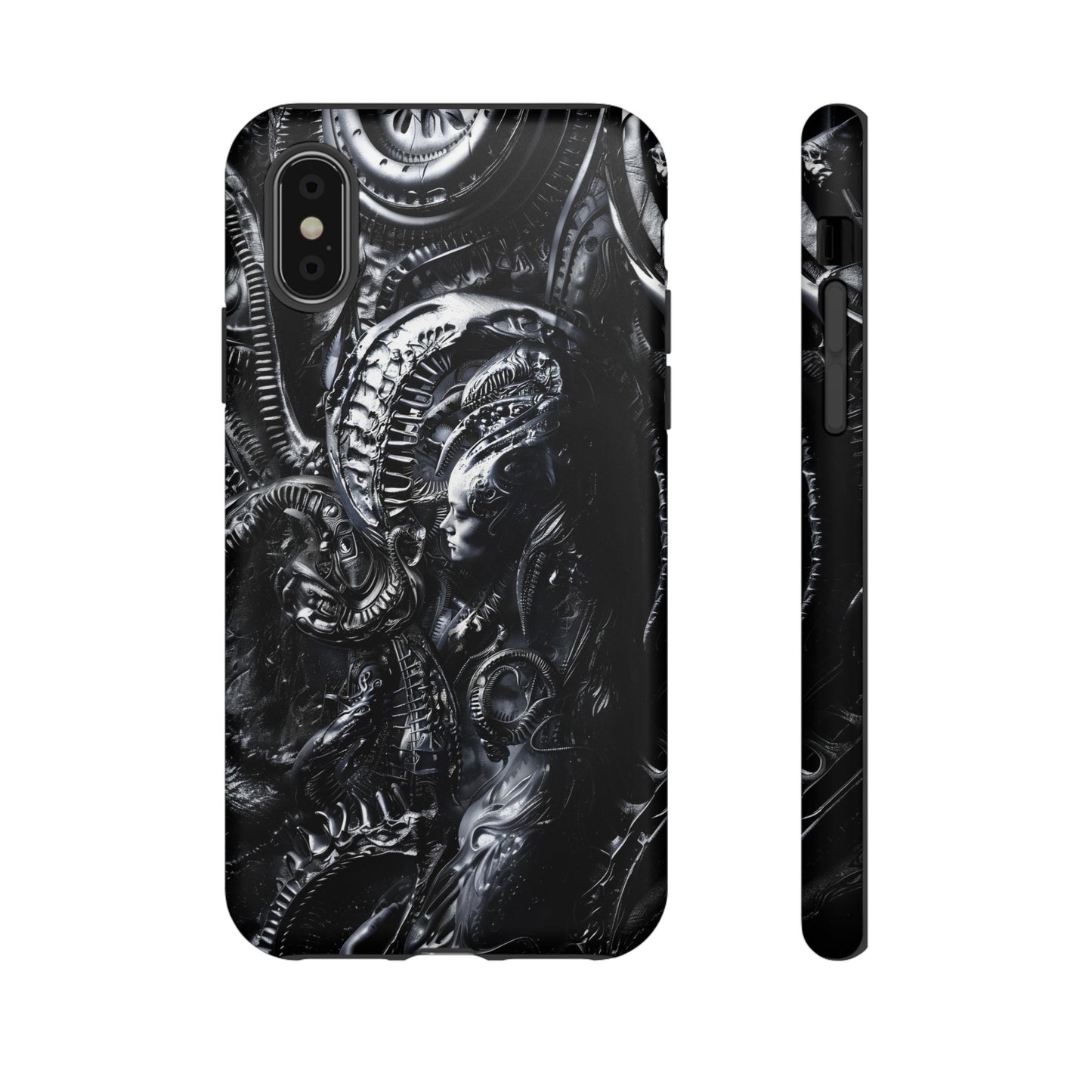 Biomechanical Transhumanism Phone Case – Alien Horror Design for iPhone and Samsung Galaxy Devices