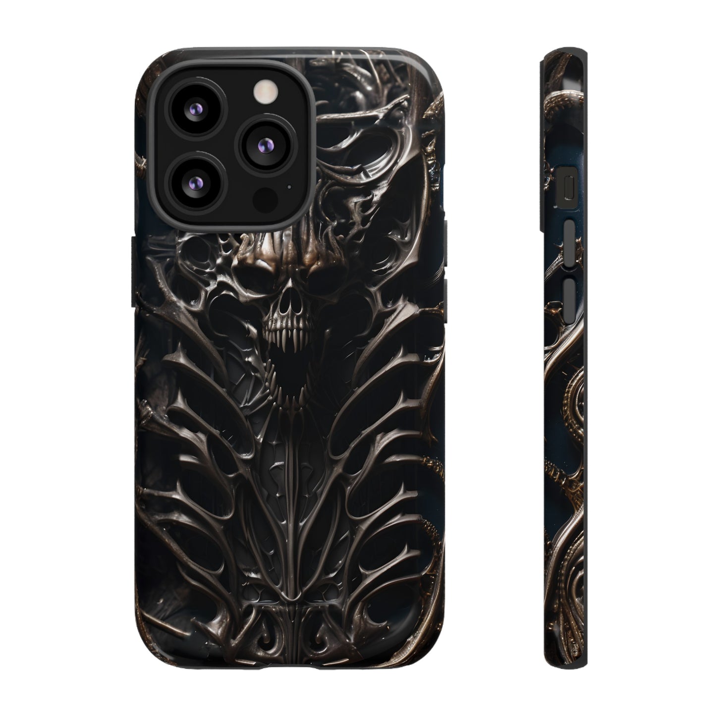 Biomechanical Horror 3 Tough Phone Case – Futuristic Alien Skull Design for iPhone, Samsung Galaxy, and Google Pixel Devices