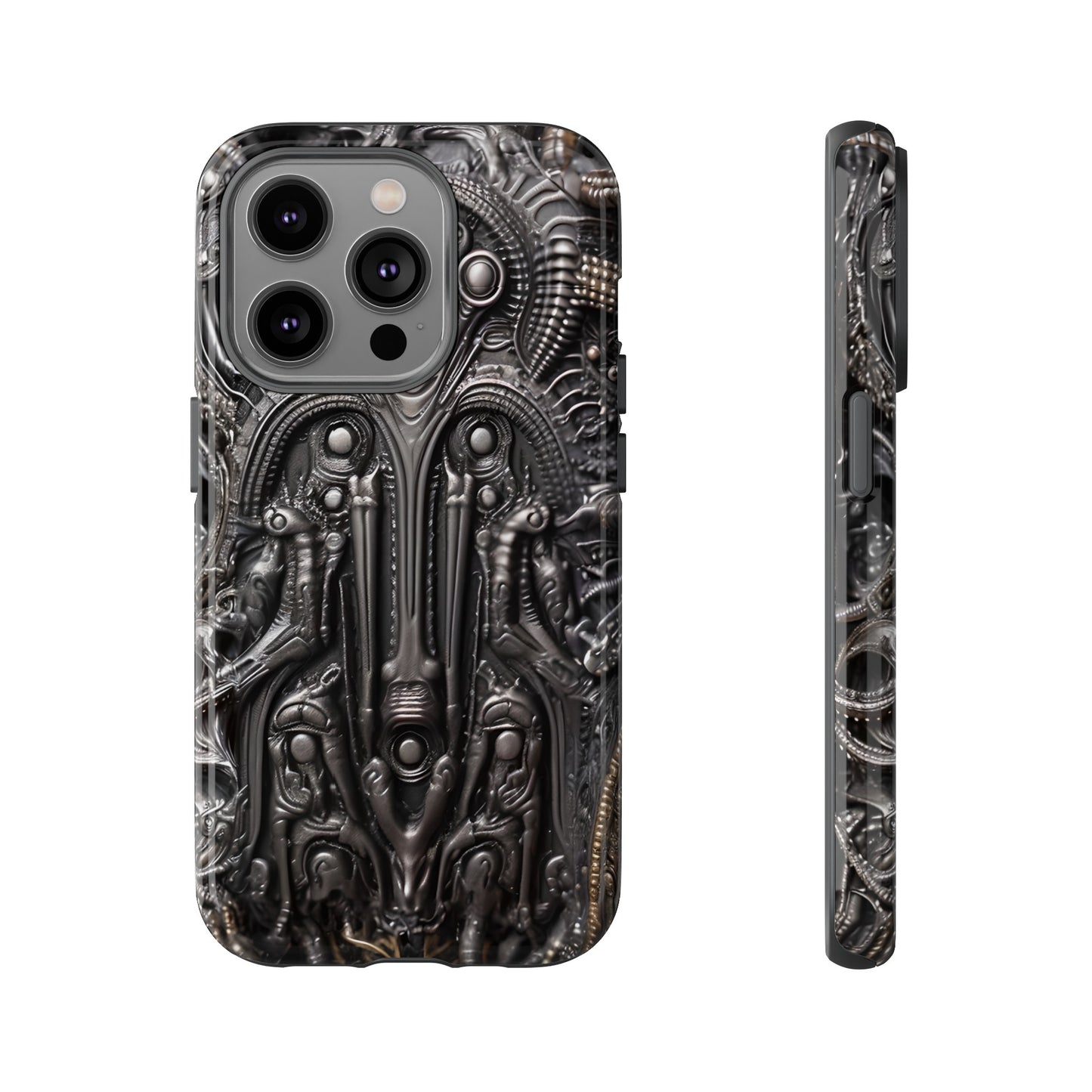 Biomechanical Horror Phone Case – Dark Sci-Fi Design for iPhone, Samsung Galaxy, Google Pixel Devices