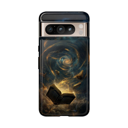 Magical Galaxy Swirling Books Phone Case - Celestial Book Lover's Gift for iPhone, Samsung Galaxy, and Google Pixel Devices