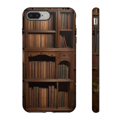 Book Shelf Phone Case – Vintage Library Design for iPhone, Samsung Galaxy, and Google Pixel Devices