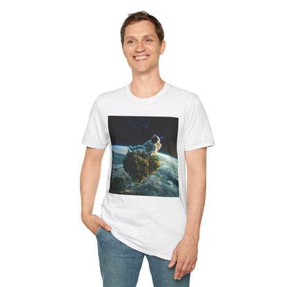 Space Explorer Astronaut on Floating Cannabis Bud T-Shirt