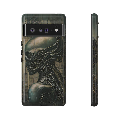 Biomechanical Android Phone Case – Futuristic Alien Horror H.R. Giger-Inspired Design for iPhone, Samsung Galaxy, and Google Pixel Devices