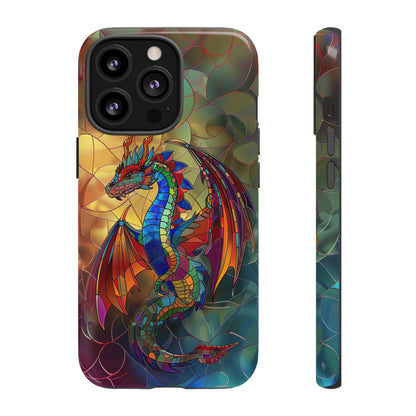 Stained Glass Dragon Phone Case - Colorful Fantasy Design for iPhone, Samsung Galaxy, Google Pixel Devices