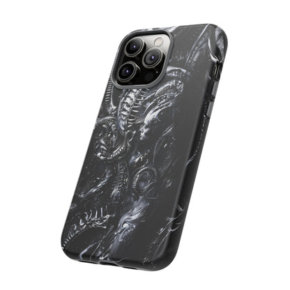 Biomechanical Transhumanism Phone Case – Alien Horror Design for iPhone and Samsung Galaxy Devices