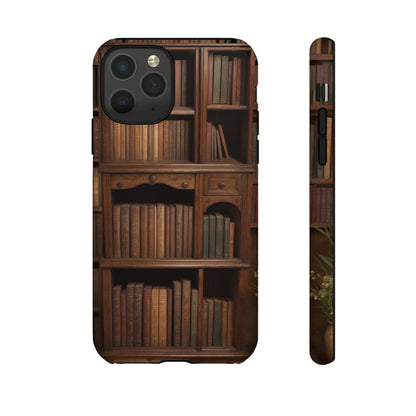 Book Shelf Phone Case – Vintage Library Design for iPhone, Samsung Galaxy, and Google Pixel Devices