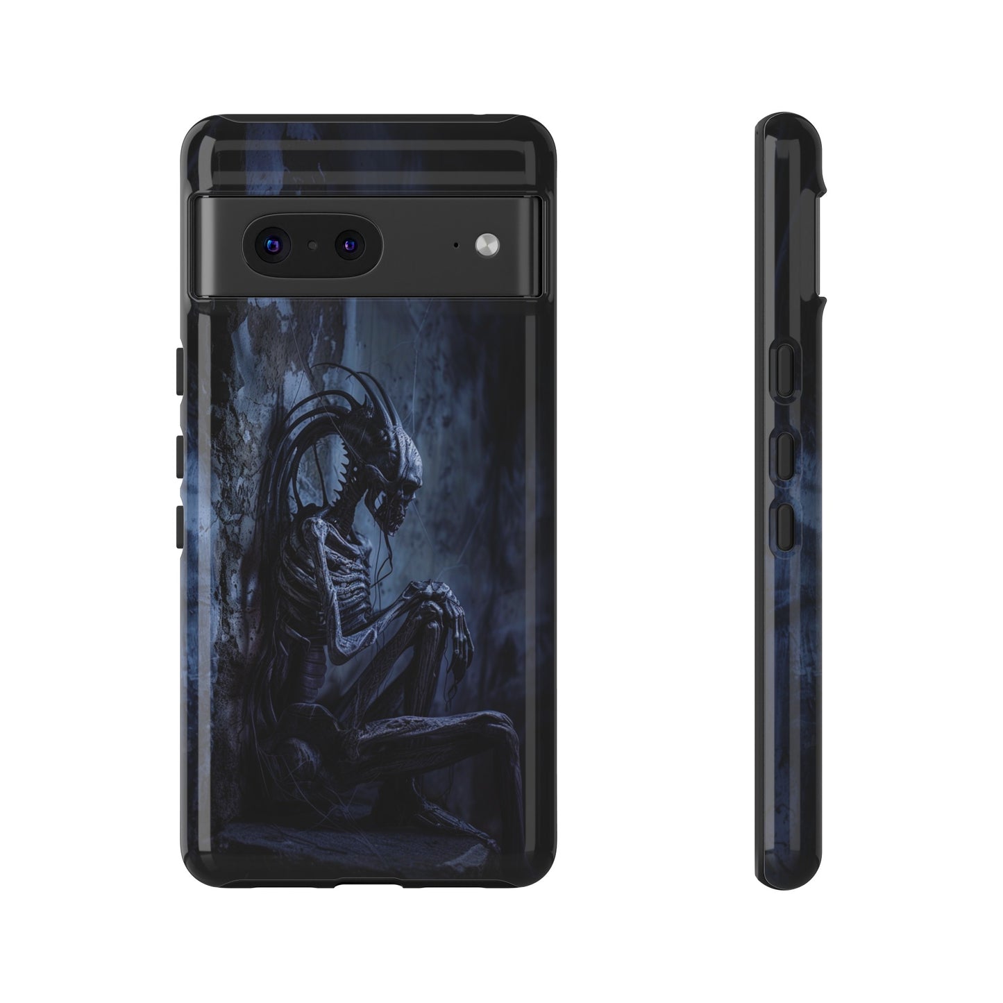 Gothic Alien Skeleton iPhone Case - Sci-Fi Horror Design