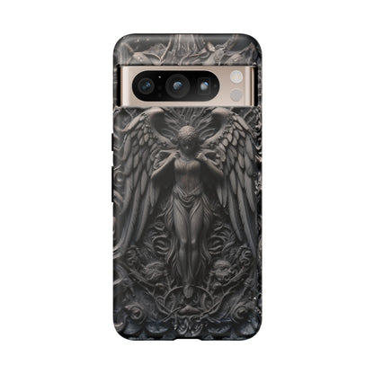 Grey Angel Phone Case – Gothic Marble Statue Design for iPhone, Samsung Galaxy, and Google Pixel Devices