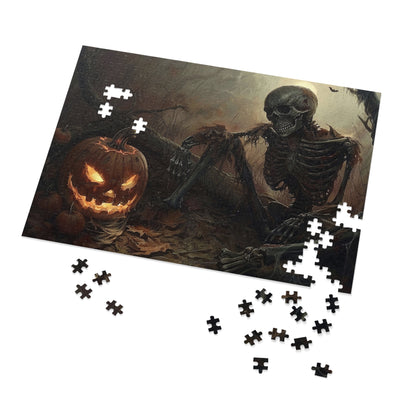 Spooky Skeleton and Jack-o'-Lantern Halloween Jigsaw Puzzle - 110, 252, 500-Piece Versions