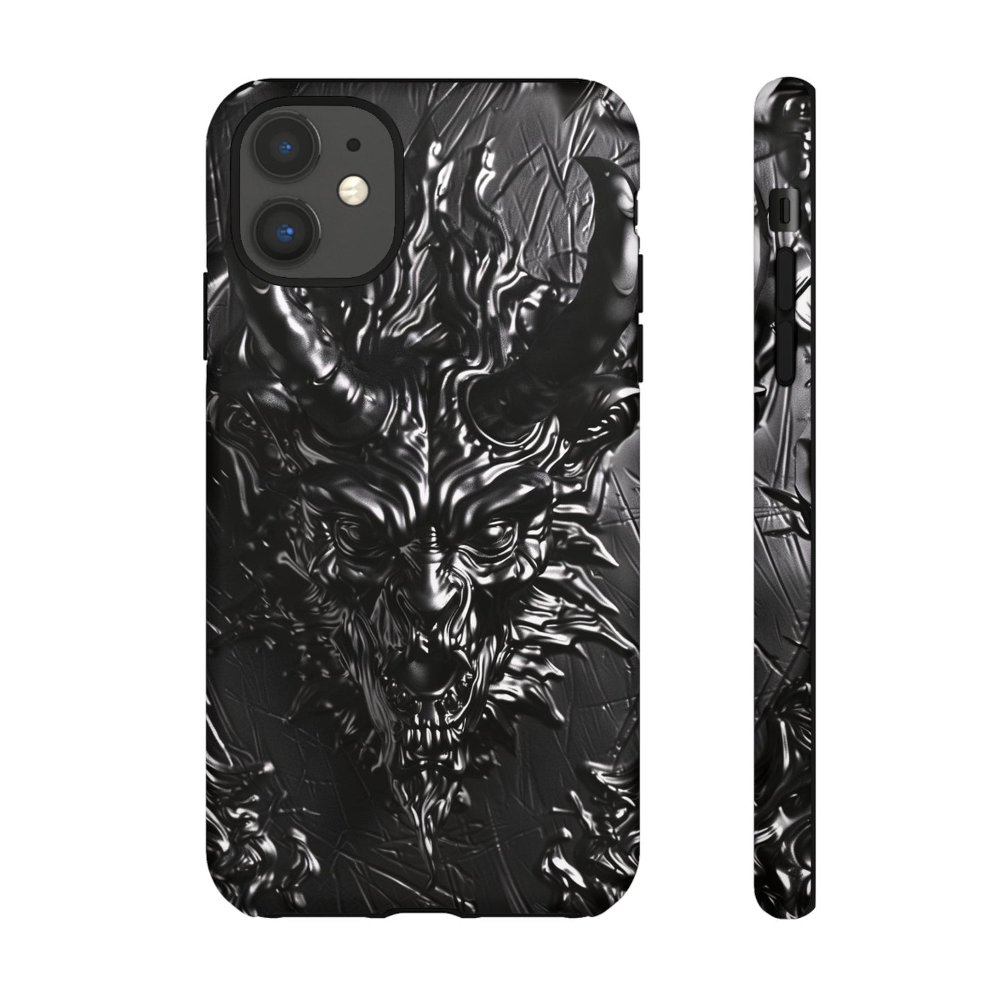 Silver Devil Phone Case – Gothic Demon Design for iPhone, Samsung Galaxy, and Google Pixel Devices